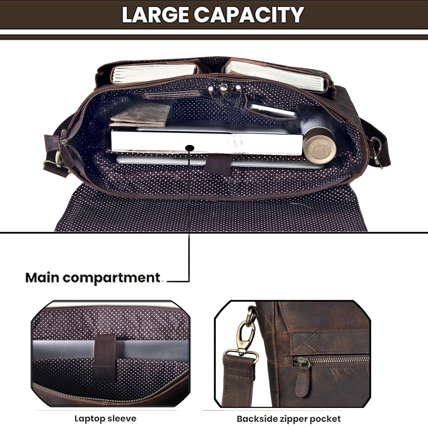 The Zenith Leather Messenger Bag For Men