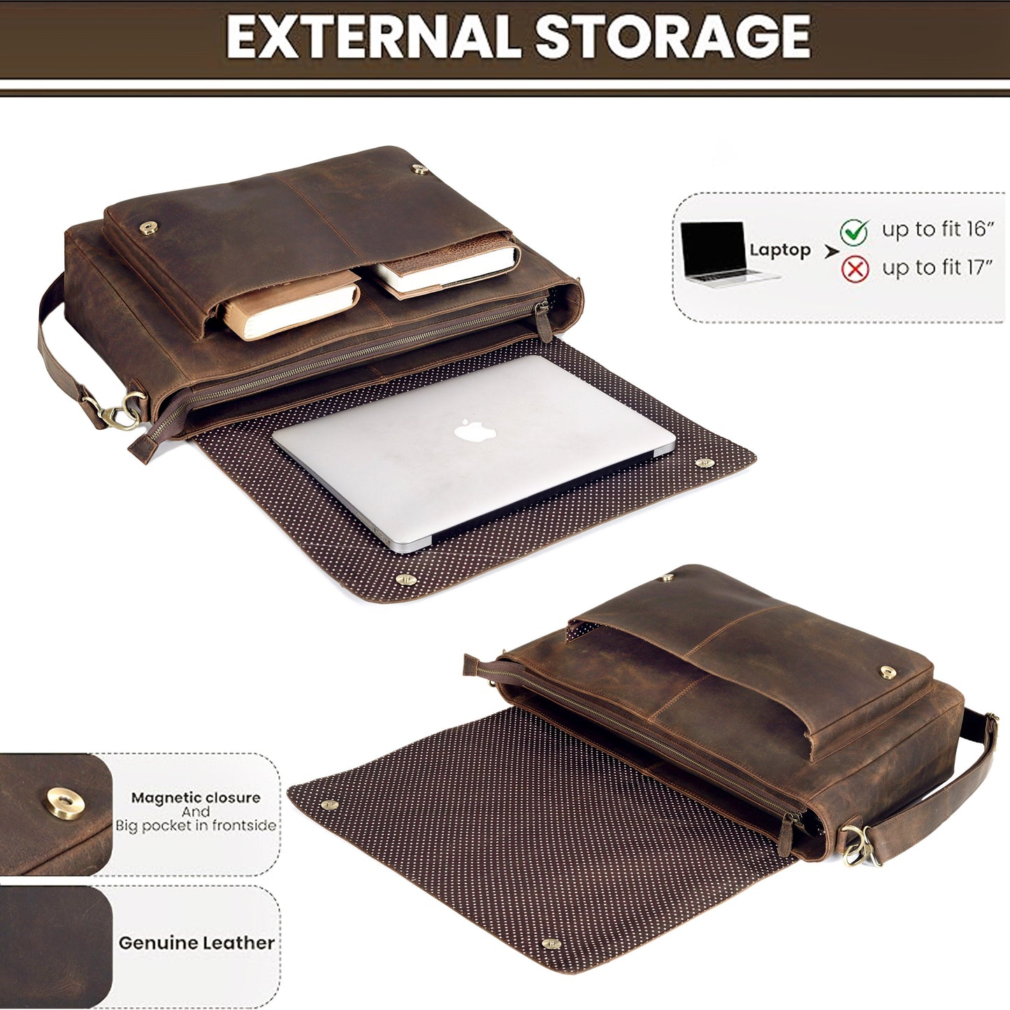 The Zenith Leather Messenger Bag For Men