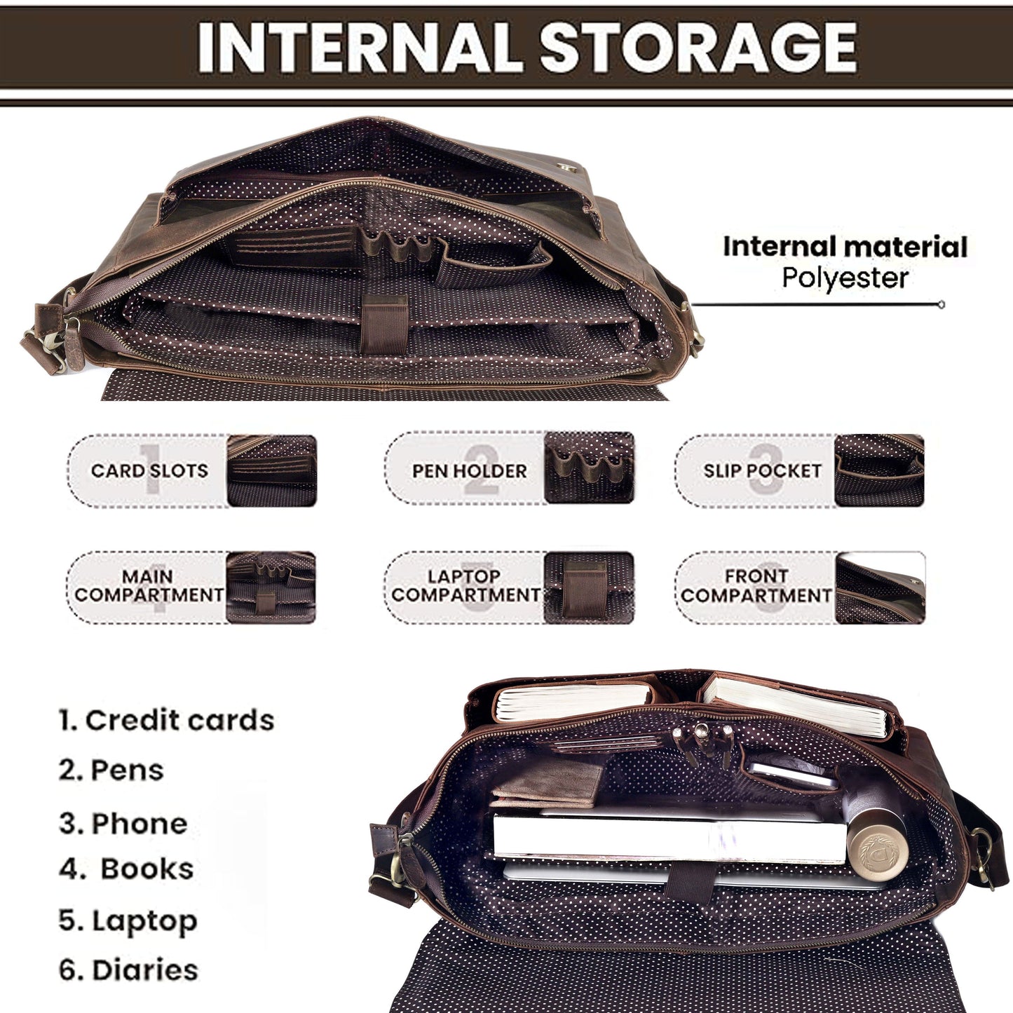 The Zenith Leather Messenger Bag For Men