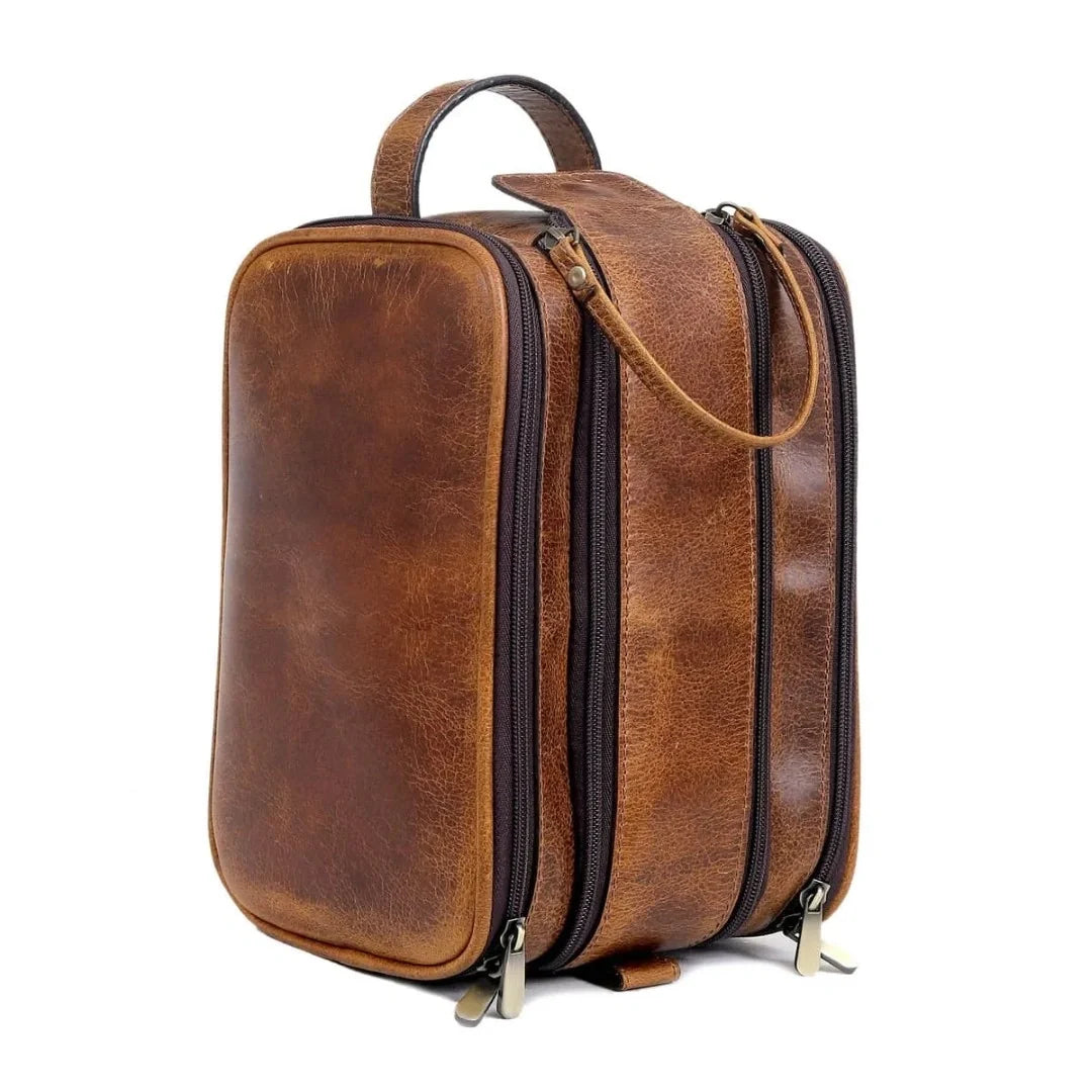 The Voyager Trio - Buffalo Leather Holdall, Backpack & Wash Bag Set