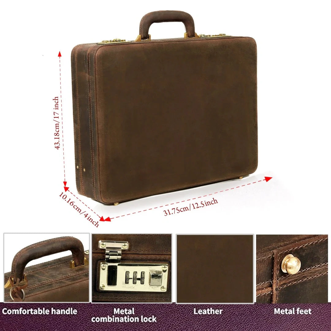 The Vintage Buffalo Leather hard shell attachéd Case Briefcase