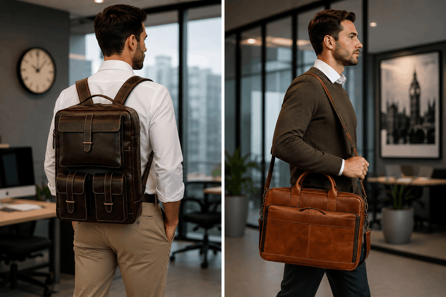 Leather Backpack vs Briefcase