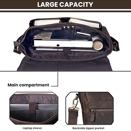 The Zenith Leather Messenger Bag For Men