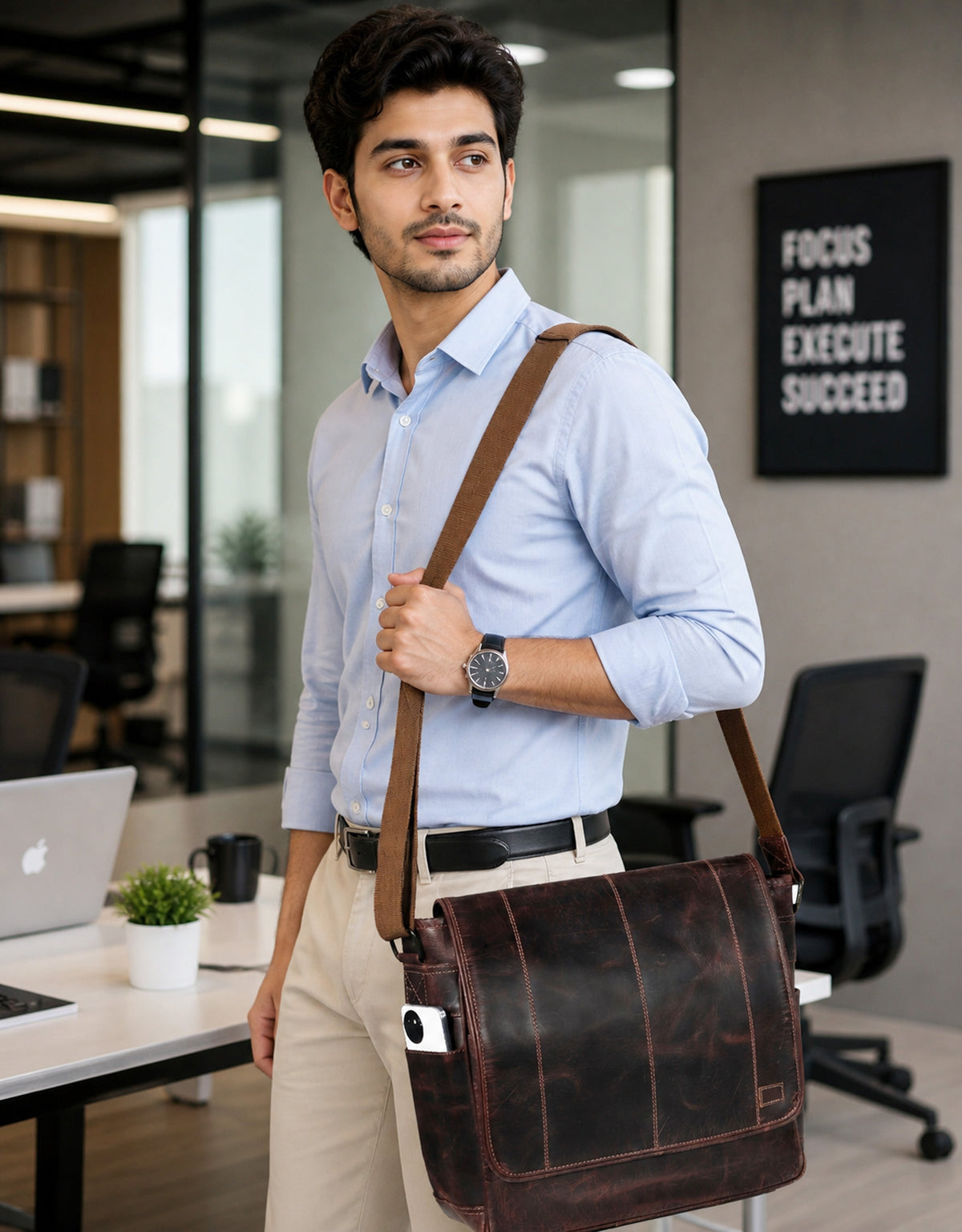 The Regal Briefcase & Leather Wash Bag Combo