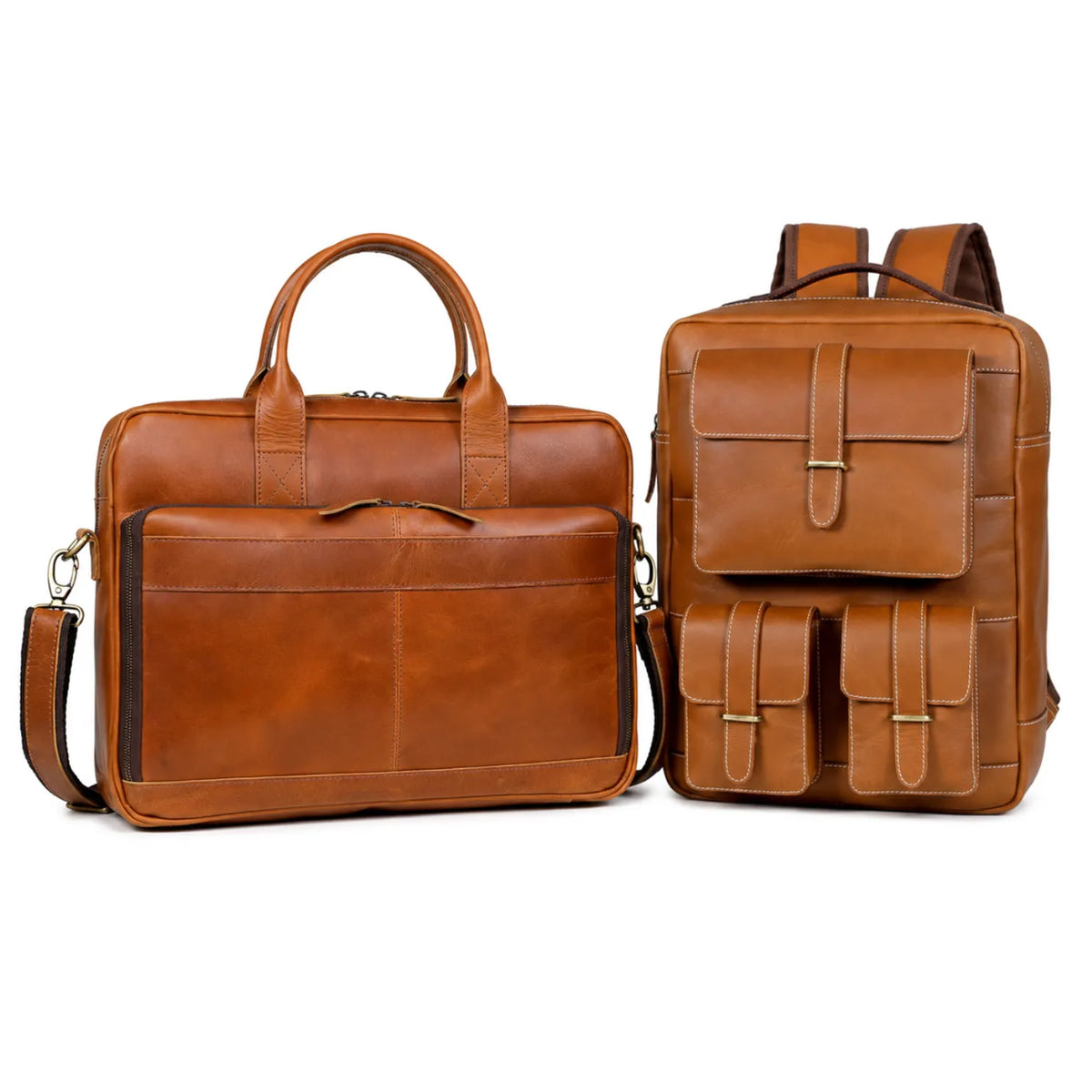 The Desire Leather briefcase & Backpack Combo