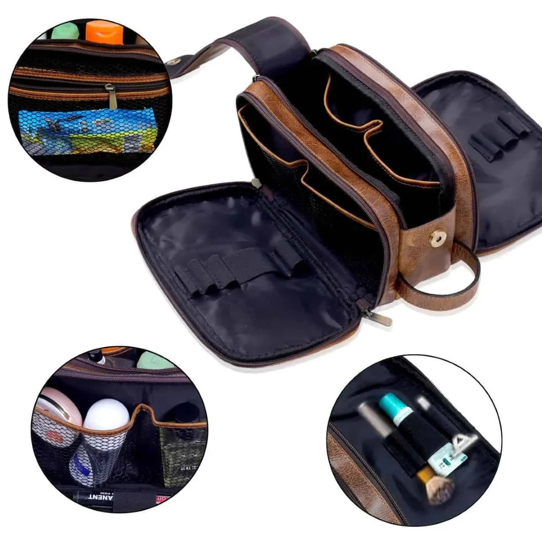 Leather Dopp Kit Toiletry Bag
