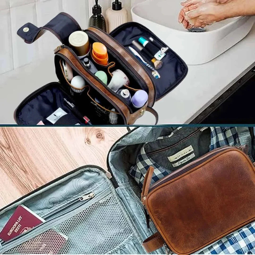 Leather Dopp Kit Toiletry Bag
