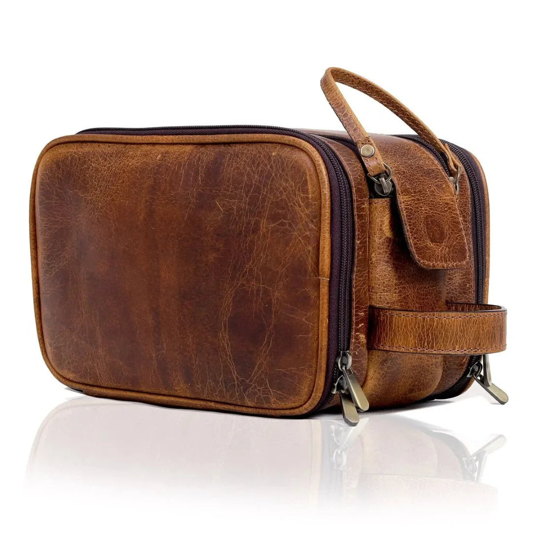 Leather Dopp Kit Toiletry Bag
