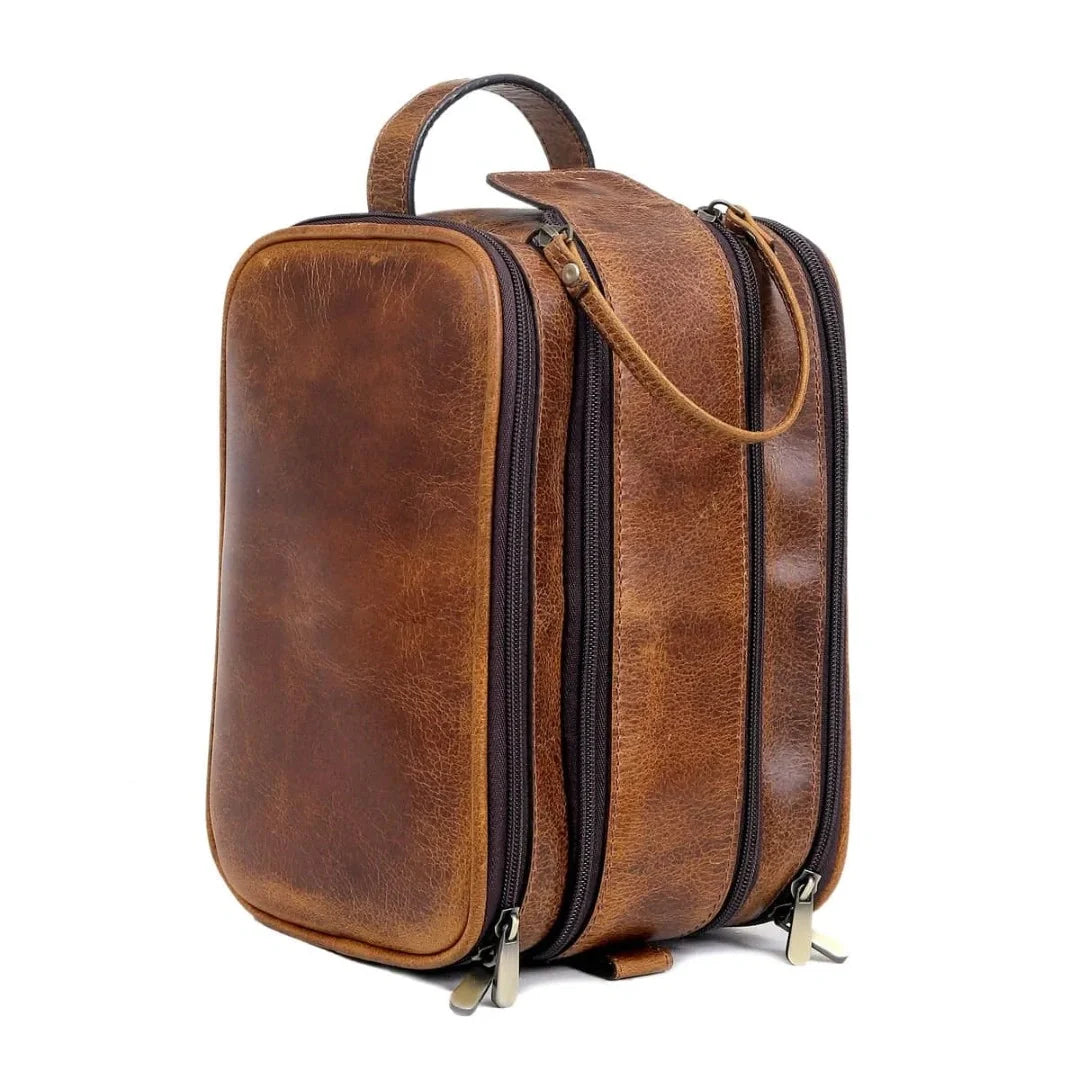 Leather Dopp Kit Toiletry Bag