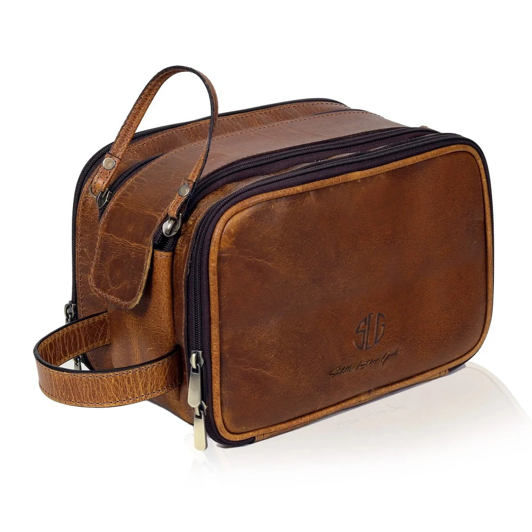 Leather Dopp Kit Toiletry Bag