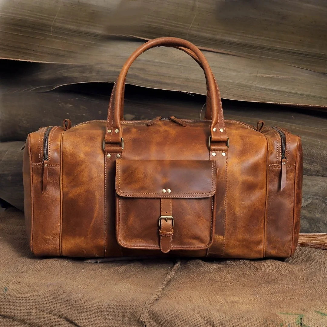 The Voyager Trio - Buffalo Leather Holdall, Backpack & Wash Bag Set