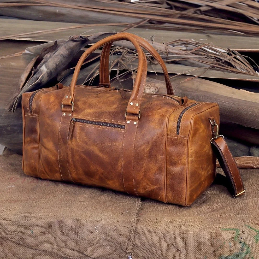 The Voyager Trio - Buffalo Leather Holdall, Backpack & Wash Bag Set