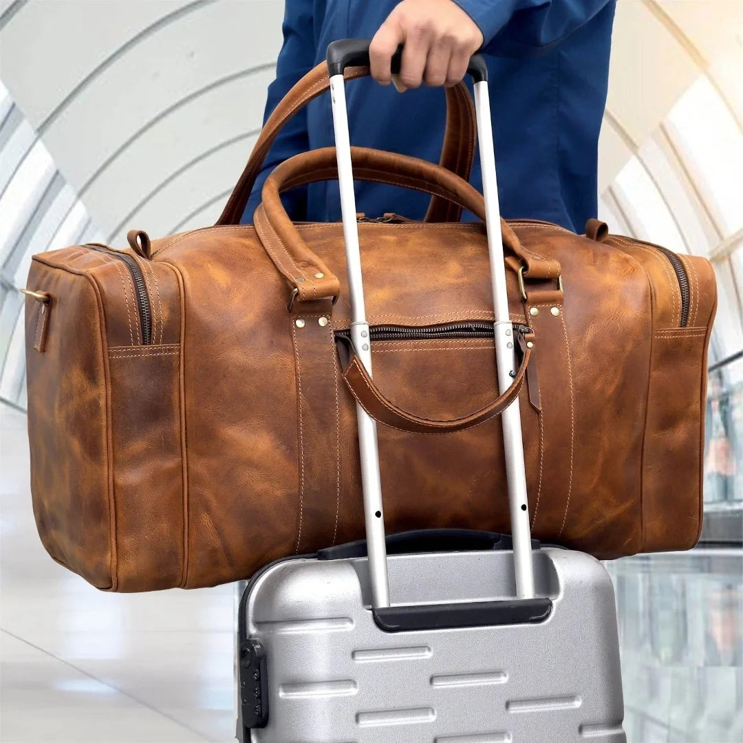 The Voyager Trio - Buffalo Leather Holdall, Backpack & Wash Bag Set