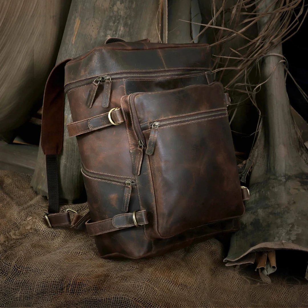 Retro Leather buffalo backpack