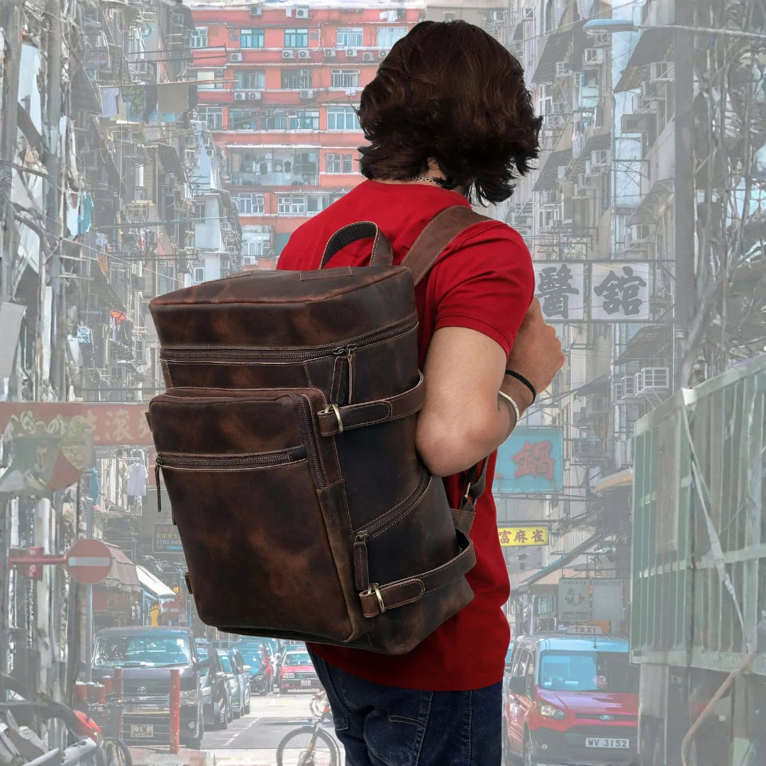 Retro Leather buffalo backpack