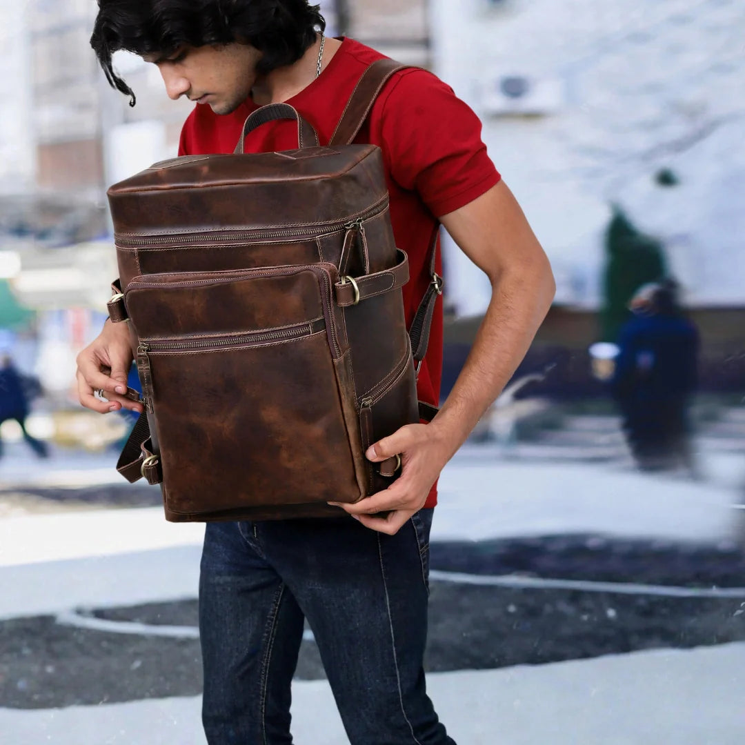 Retro Leather buffalo backpack