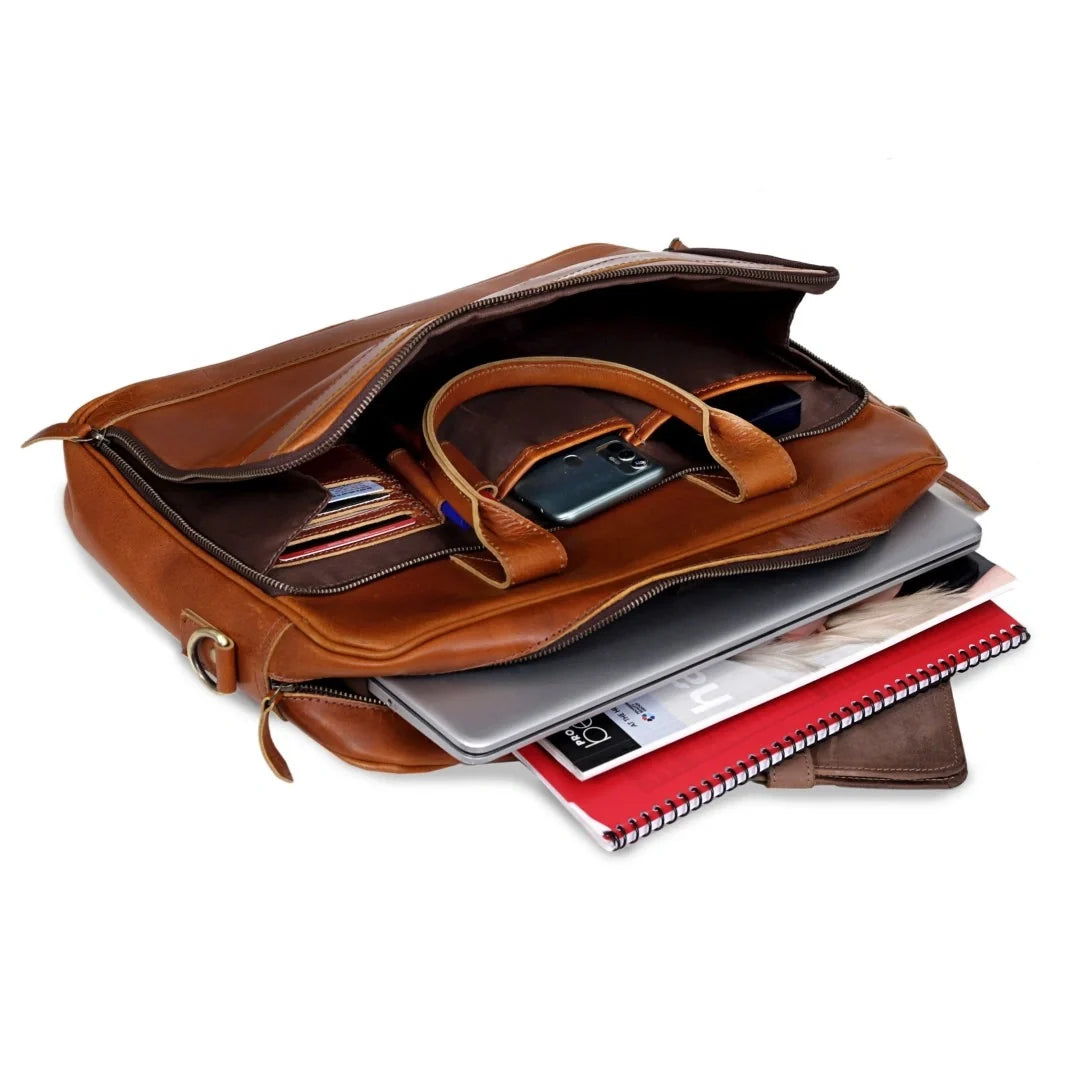 The Desire Leather briefcase & Backpack Combo