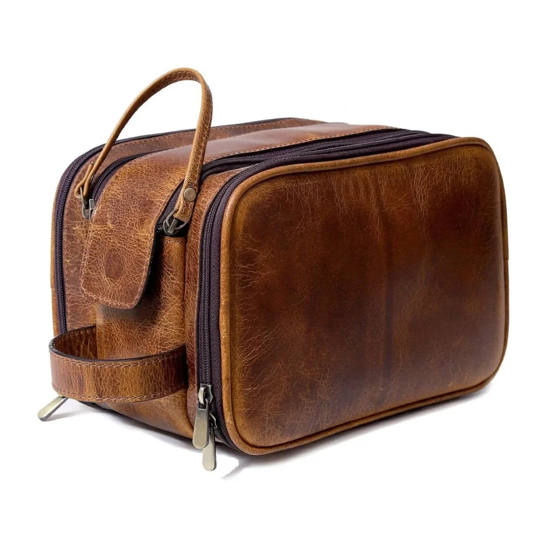 The Heritage Leather Backpack and Wash Bag Combo