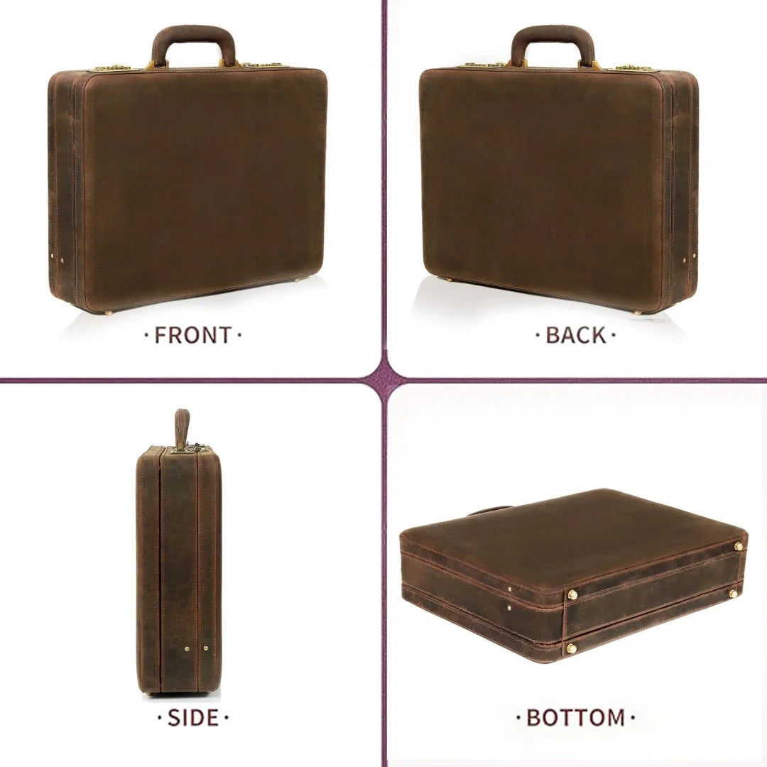 The Vintage Buffalo Leather hard shell attachéd Case Briefcase