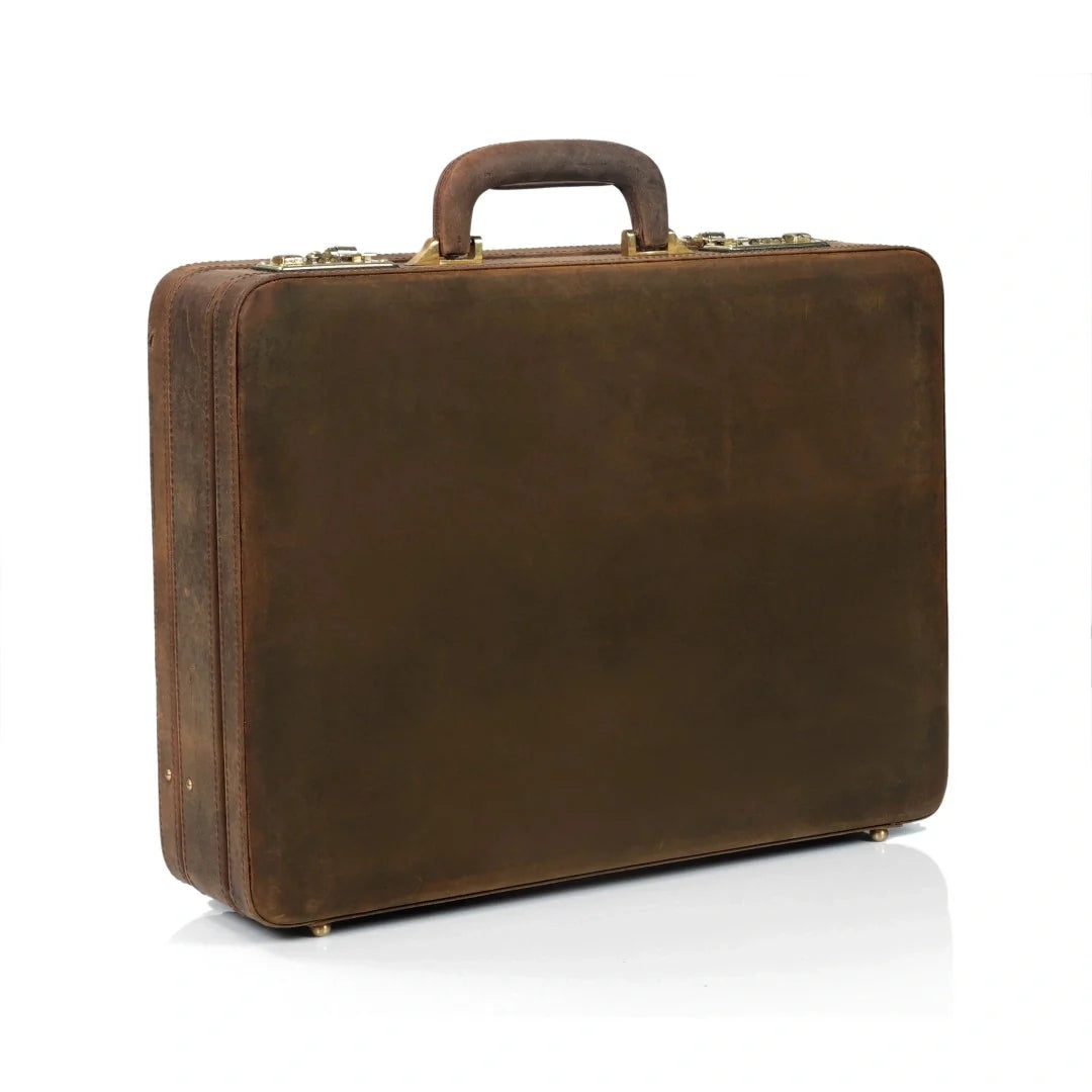 The Vintage Buffalo Leather hard shell attachéd Case Briefcase