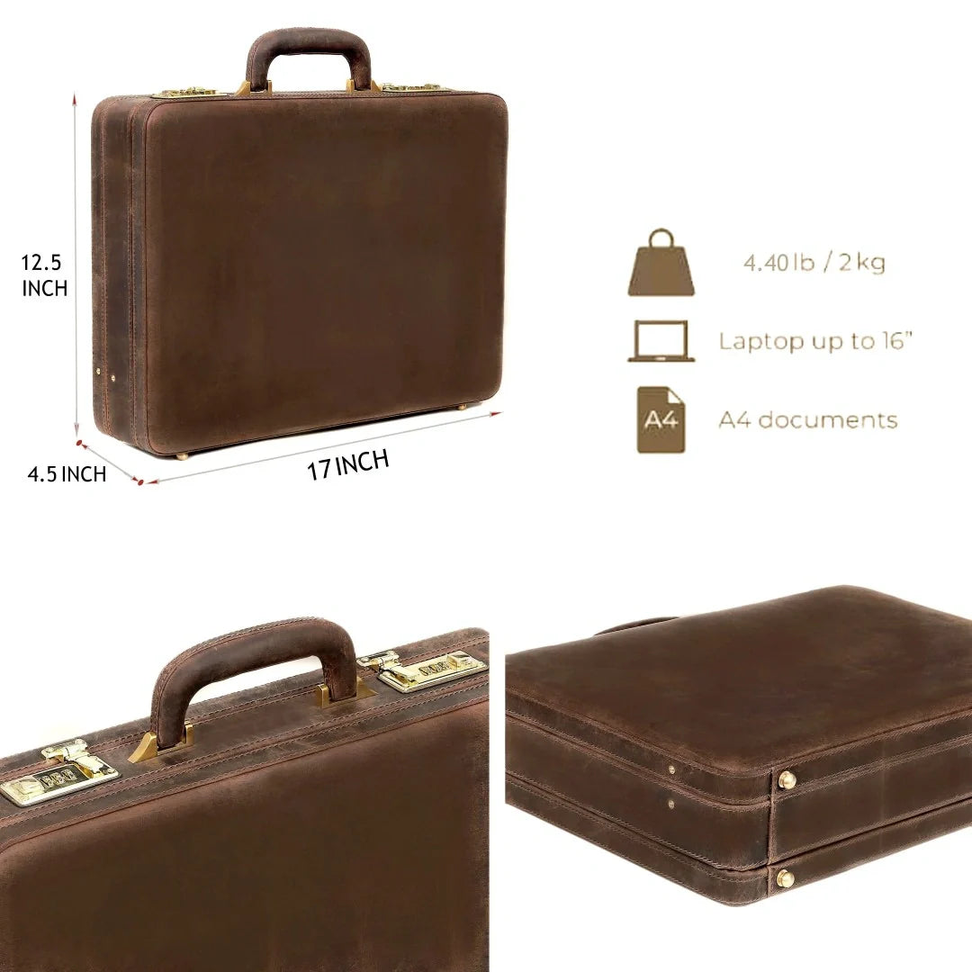 The Vintage Buffalo Leather hard shell attachéd Case Briefcase