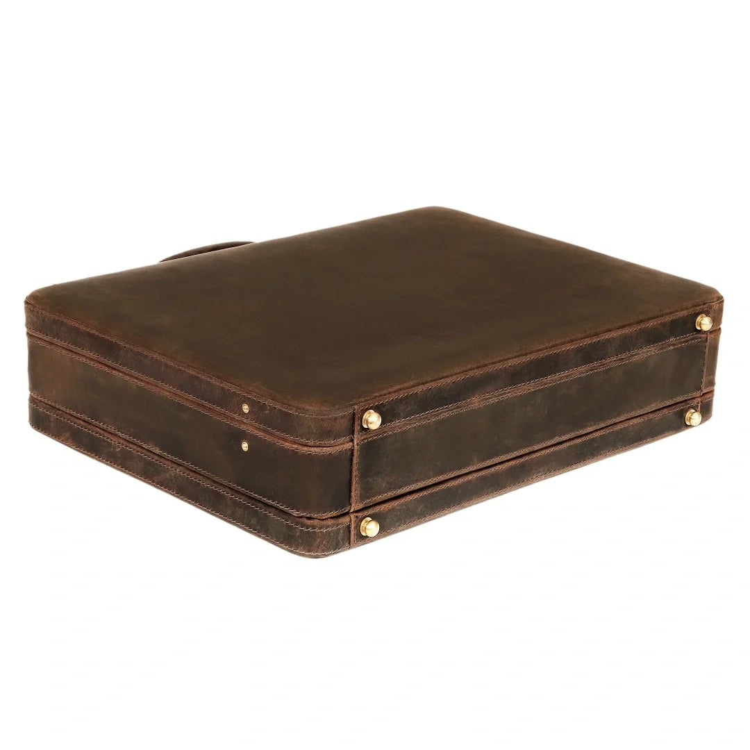 The Vintage Buffalo Leather hard shell attachéd Case Briefcase