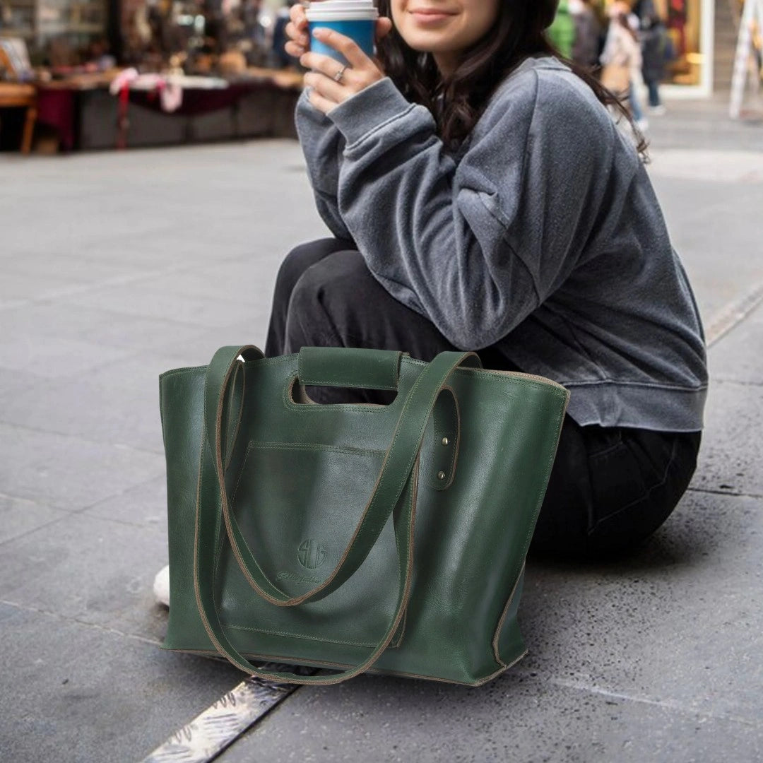 The Wine Leather Tote Bag