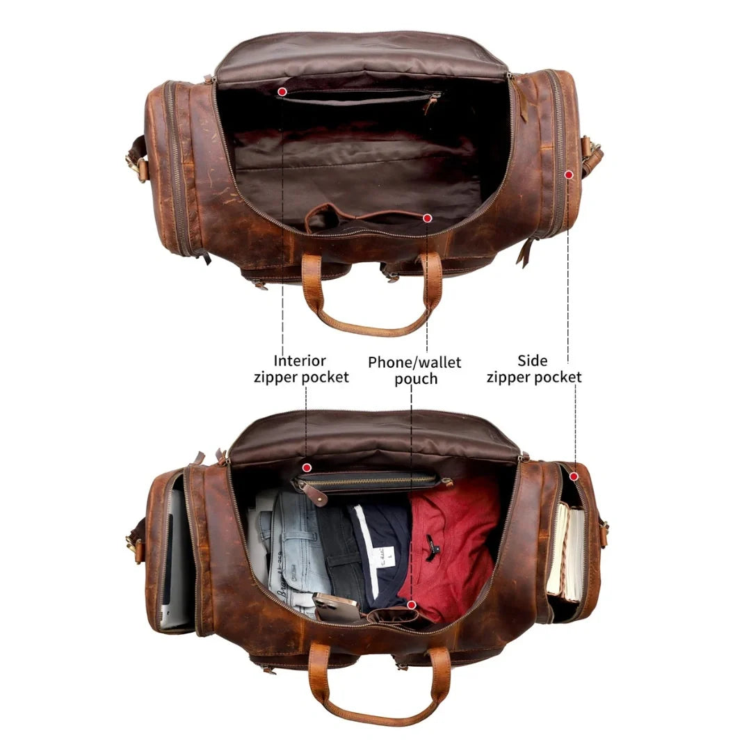The Drifter Duo - Buffalo Leather Duffle Bag & Backpack Combo