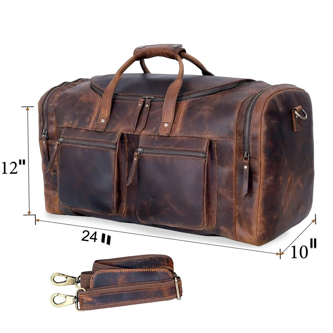 The Drifter Duo - Buffalo Leather Duffle Bag & Backpack Combo