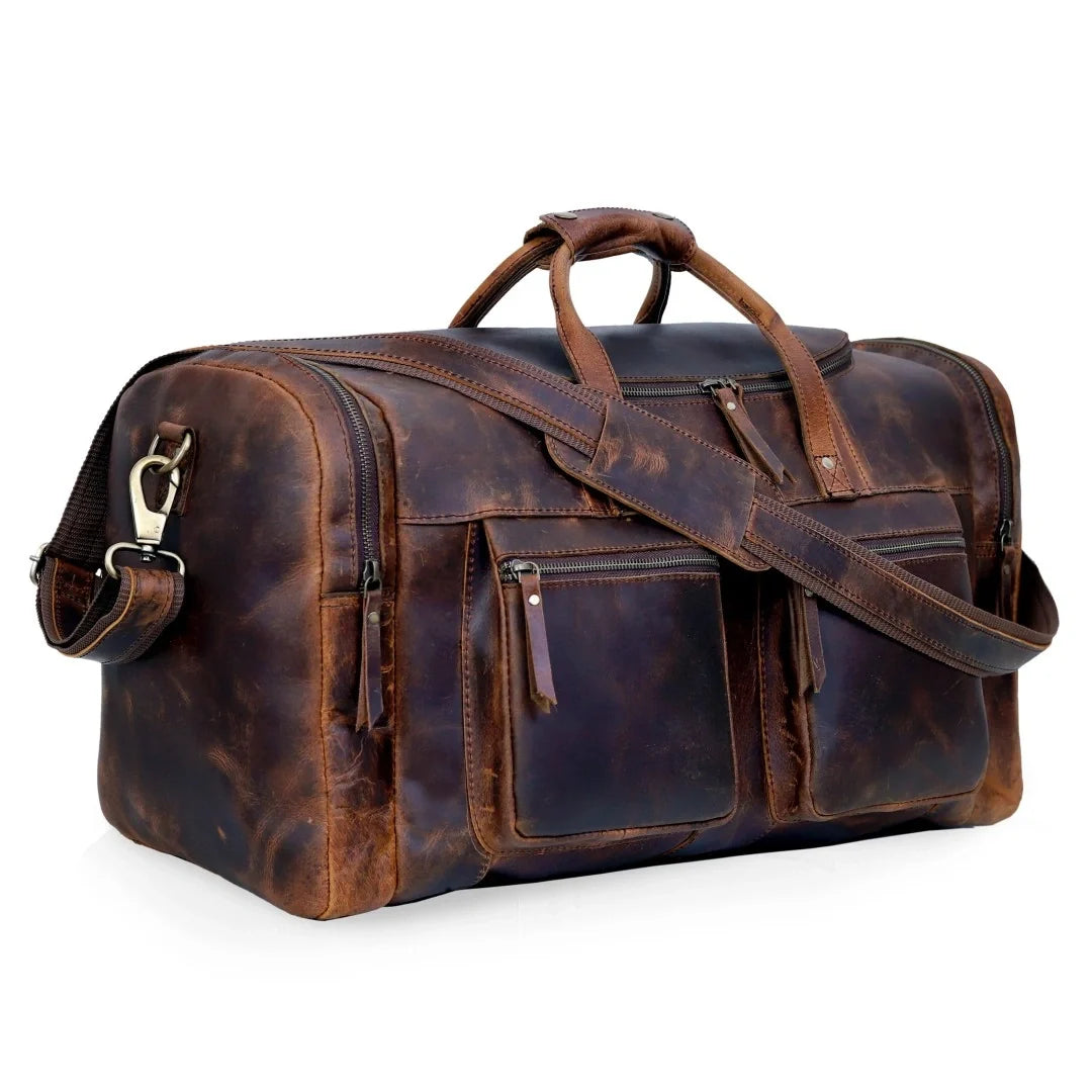 The Drifter Duo - Buffalo Leather Duffle Bag & Backpack Combo