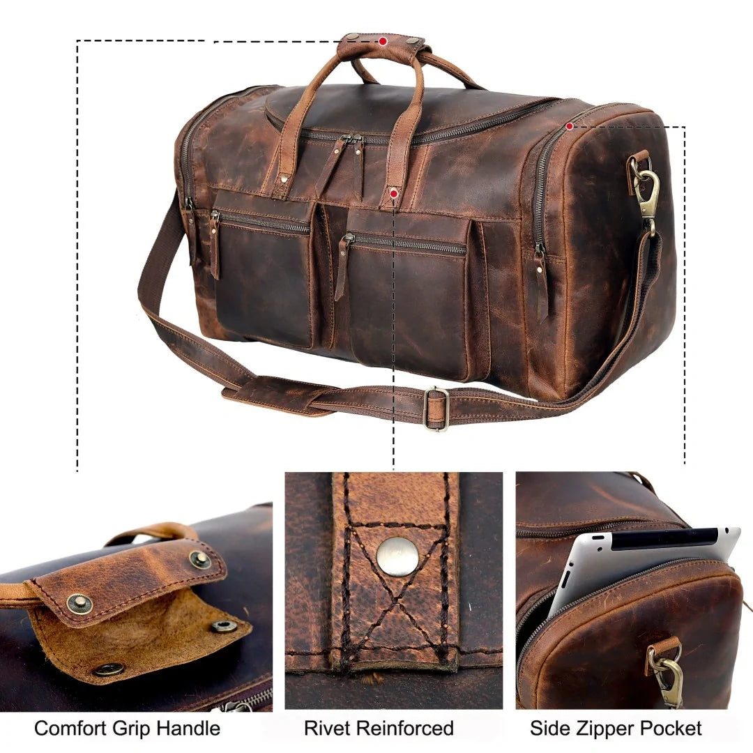 The Drifter Duo - Buffalo Leather Duffle Bag & Backpack Combo
